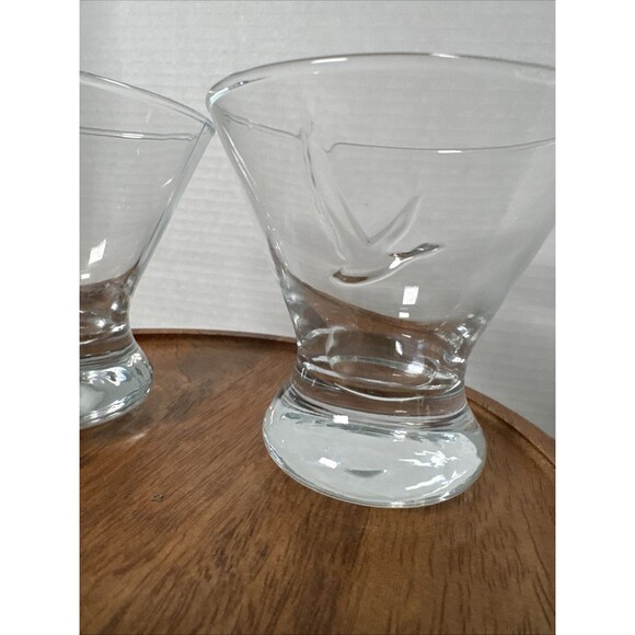 Grey Goose Vodka Stemless Martini Cocktail Glass Embossed Logo Set of 2 Heavy - Picture 6 of 9